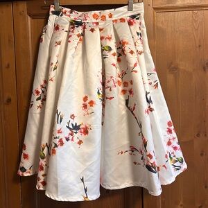 Beautiful White Floral Pleated A-Line Skirt, medium